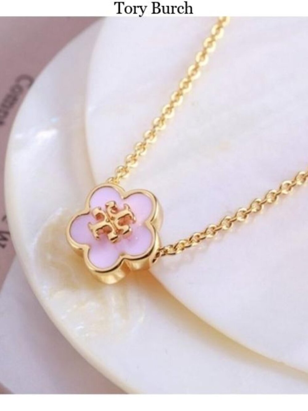 Tory Burch Orchid Pink Kira Enamel Flower Necklace